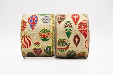 Vintage Retro Ornament Print Christmas Wired Ribbon - Vintage Retro Ornament Print Christmas Wired Ribbon